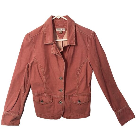 Tommy Jeans Womens Jacket Size XL Junior Salmon Corduroy Button Up Blazer Y2K - Picture 1 of 12